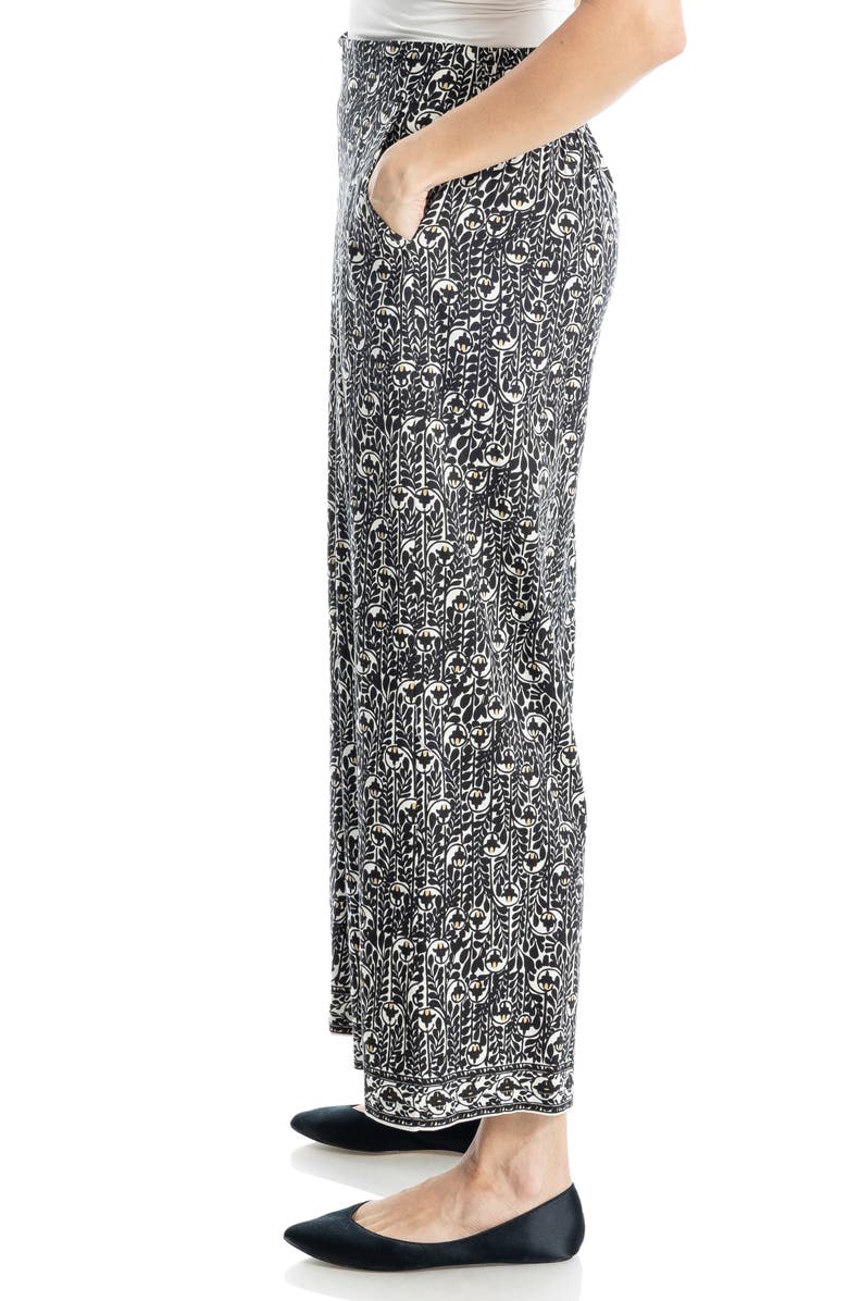 MAX STUDIO Wide Leg Pull-On Crop Pants, Alternate, color, Cream/ Black Whispering Cloves