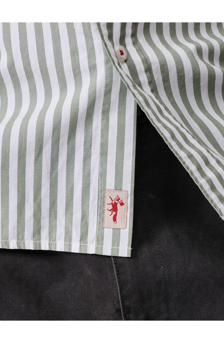 Aubin Gladstone Poplin Button-Down Shirt, Alternate, color, Thick Khaki Stripe