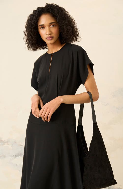 Luxely Fit & Flare Midi Dress In Black