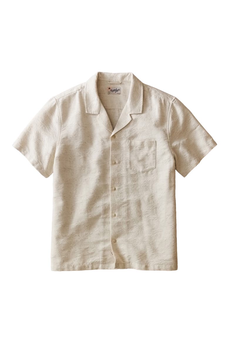Jacquard Resort Camp Shirt, Alternate, color, NATURAL/ TAN