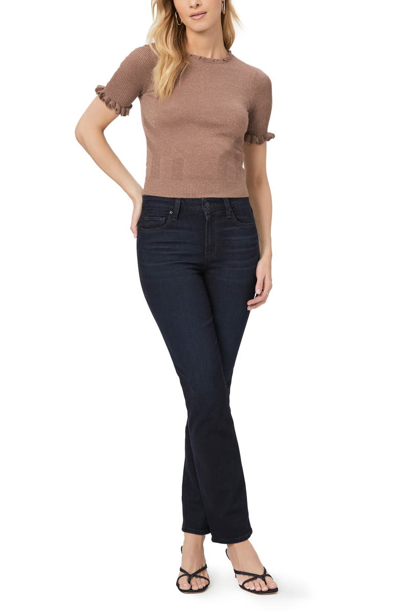 PAIGE Triste Metallic Short Sleeve Sweater, Alternate, color, Browngold