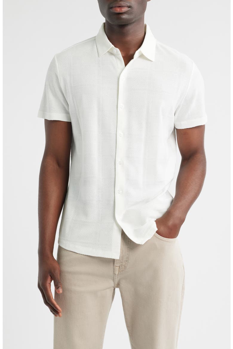 Copley Short Sleeve Knit Button-Up Shirt, Main, color, WHITE
