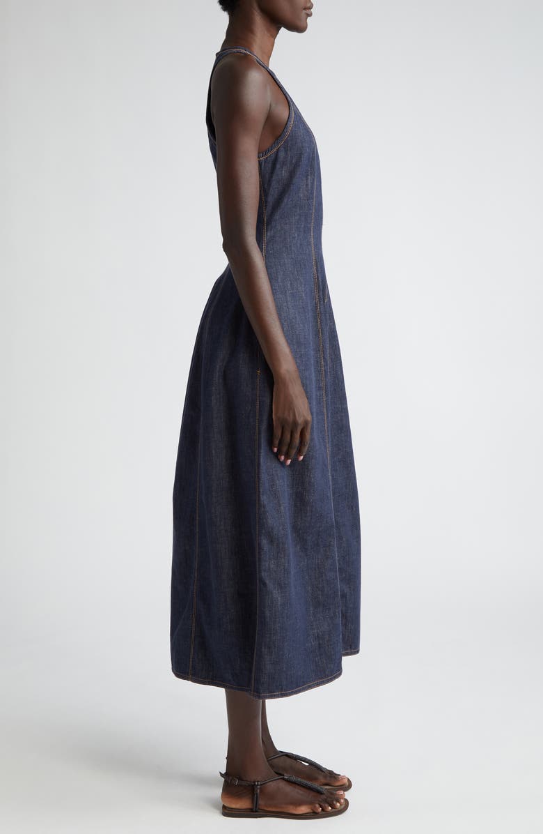 Brunello Cucinelli Sleeveless Denim Fit & Flare Dress, Alternate, color, 