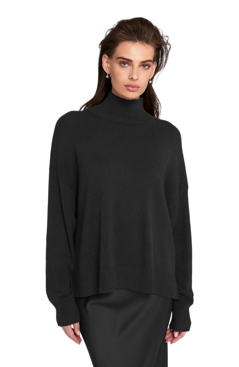 ELLE Collection Turtleneck Sweater Pullover, Alternate, color, Black