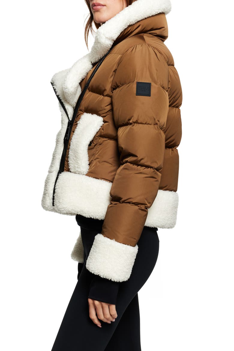 Bennet Faux Shearling Quilted Down Coat, Alternate, color, MATTE WALNUT