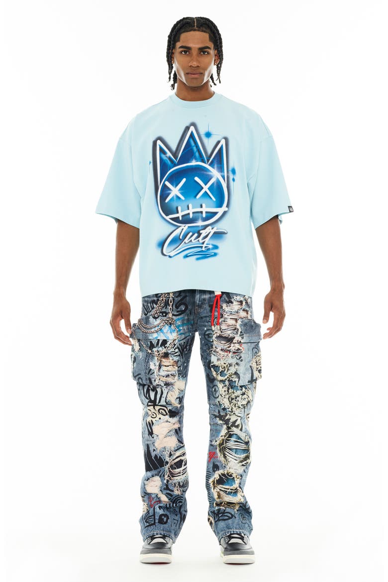Oversized Cotton Graphic T-Shirt, Alternate, color, BLUE GLOW