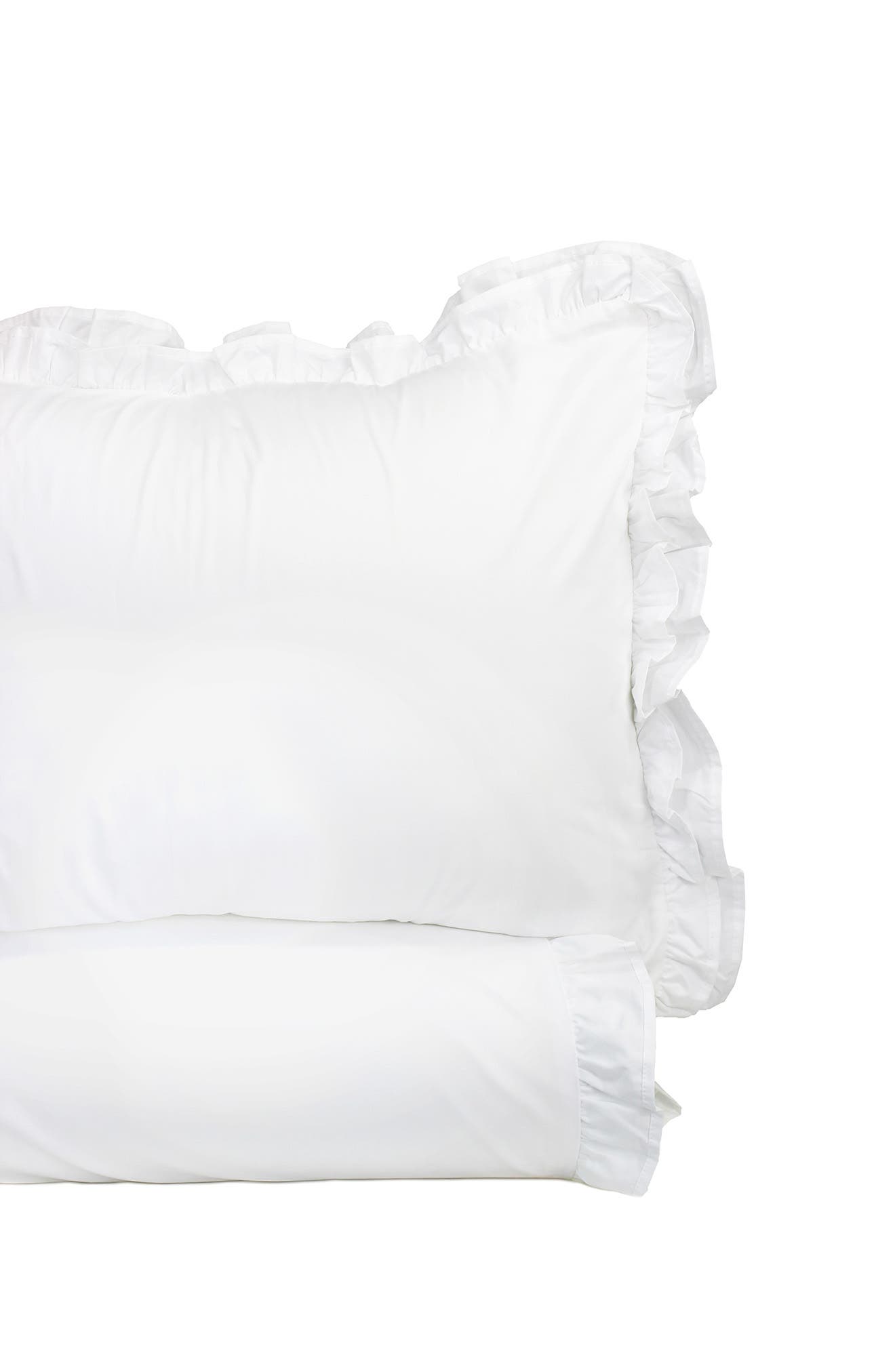 MELANGE HOME Percale Cotton Double Ruffle Duvet Set - Twin