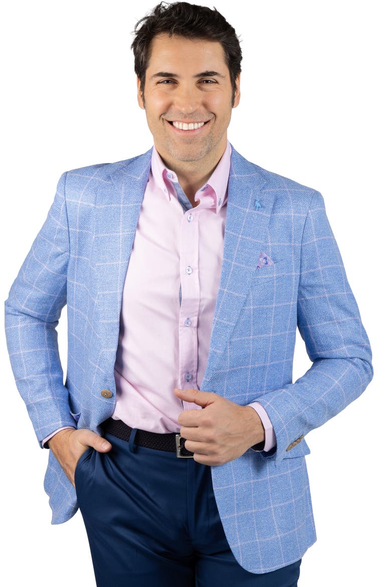 Yarn Dyed Windowpane Sport Coat, Alternate, color, BLUE