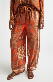 Zimmermann Mahon Paisley Print Habutai Silk Wide Leg Pants