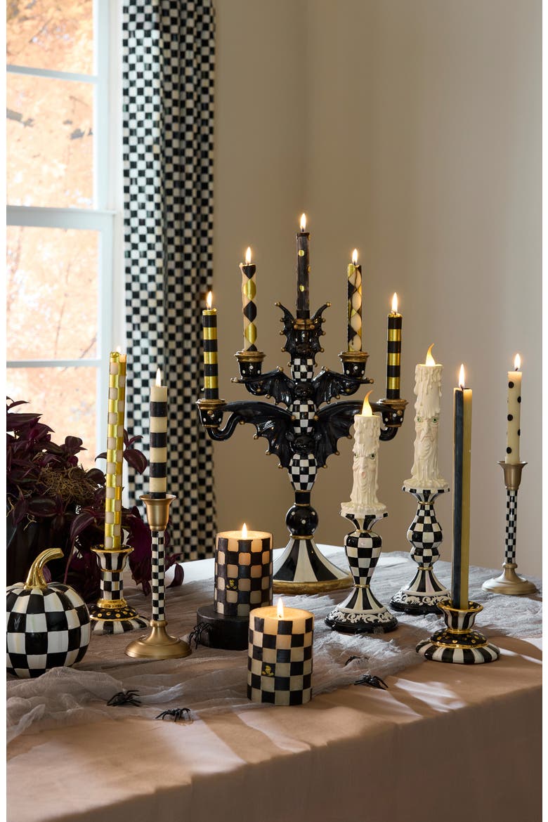 Set of 6 Black Dinner Candles, Alternate, color, BLACK/ IVORY
