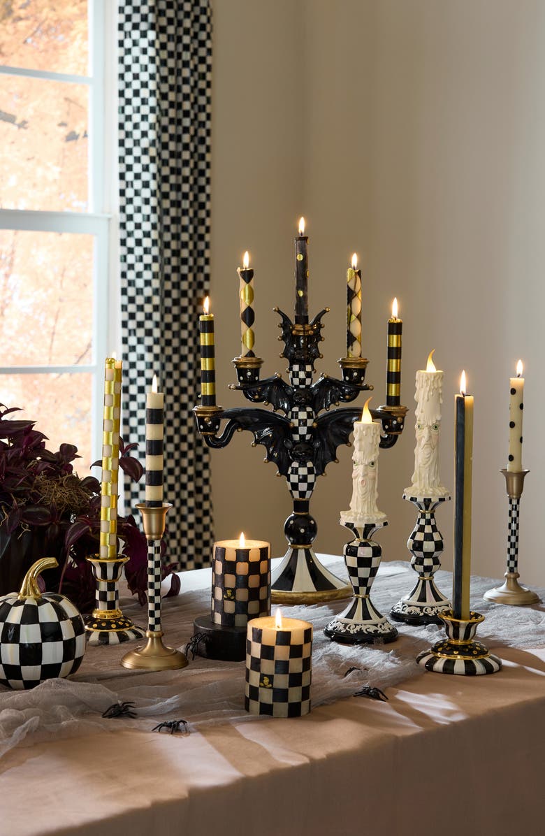 MACKENZIE CHILDS Set of 6 Black Dinner Candles, Alternate, color, Black/ Ivory