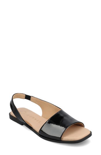 Journee Collection Brinsley Slingback Sandal In Patent/black