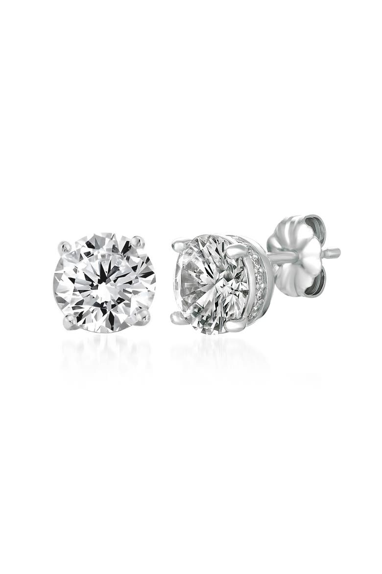 Brilliant Cubic Zirconia Stud Earrings, Main, color, PURE PLATINUM/ CLEAR STONE