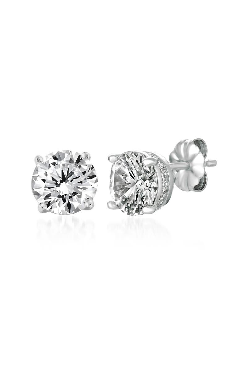 Crislu Brilliant Cubic Zirconia Stud Earrings, Main, color, Pure Platinum/ Clear Stone