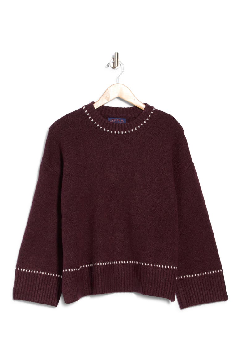 Whipstitch Pullover Sweater, Main, color, FIG/ EGRET