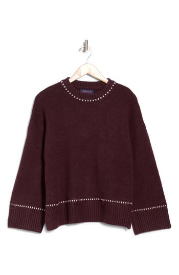 Joseph A Whipstitch Pullover Sweater In Fig/ Egret