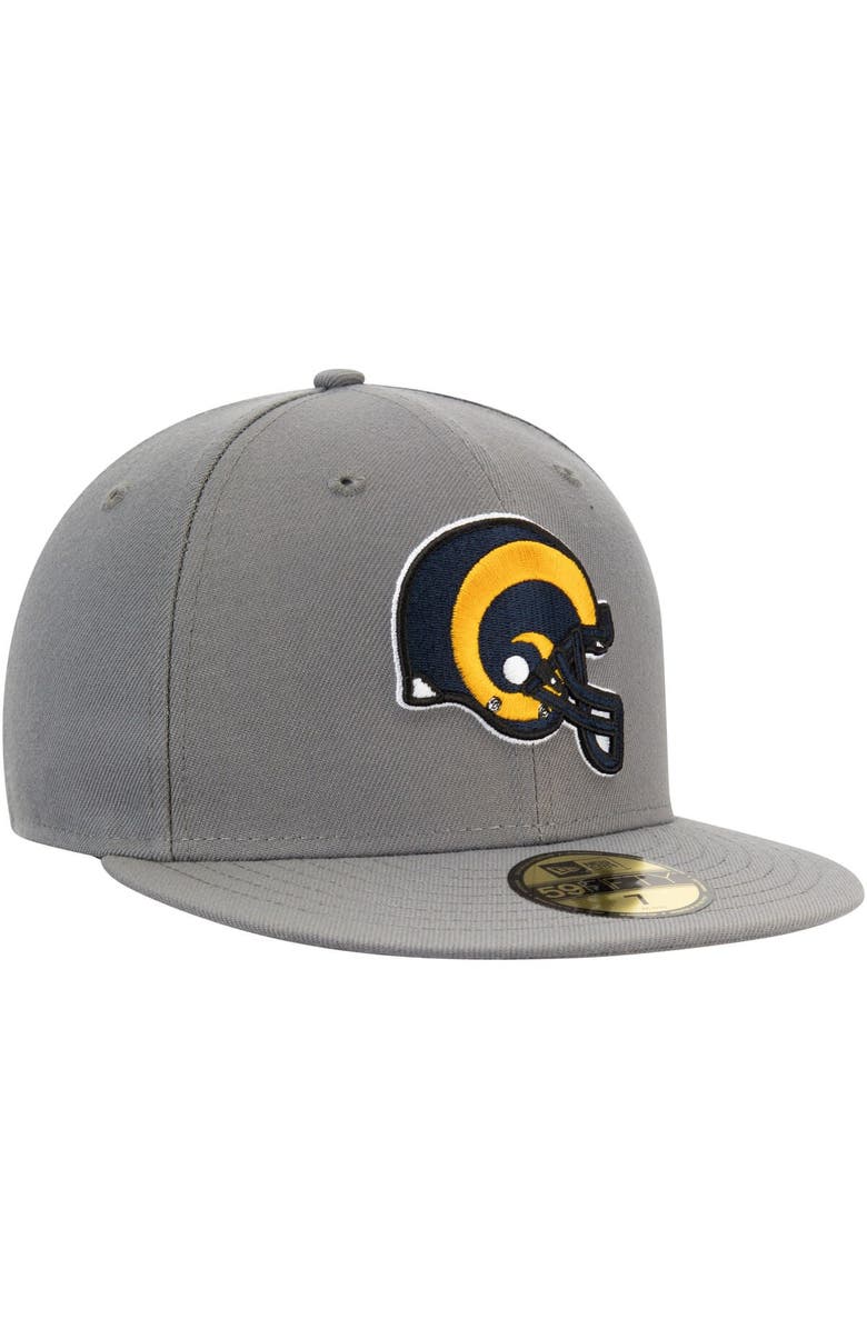 New Era Men's New Era Graphite Los Angeles Rams Throwback Logo Storm 59FIFTY Fitted Hat, Alternate, color, 
