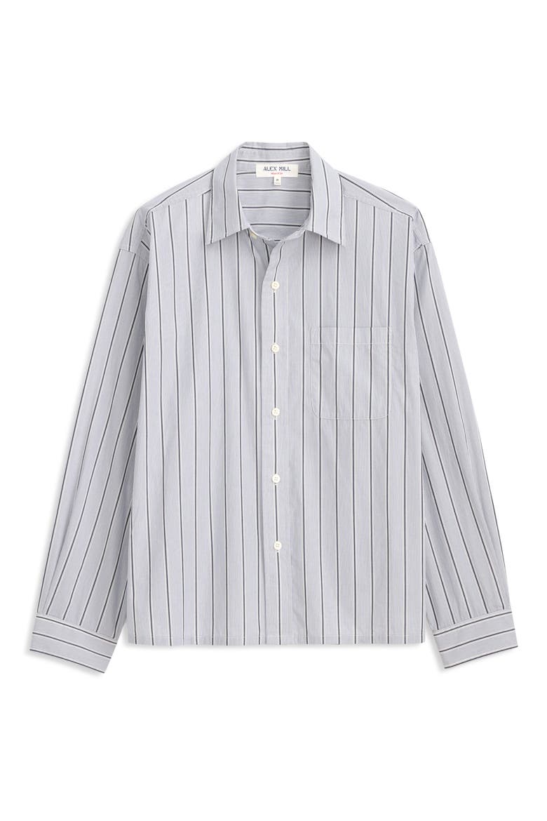 Franklin Loose Fit Stripe Cotton Button-Up Shirt, Alternate, color, IVORY/ BLUE