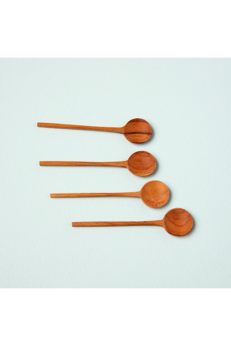 Teak Thin Spoons - Set of 4, Alternate, color, Brown