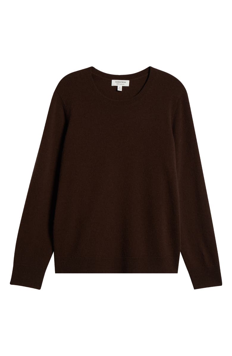 Nordstrom Cashmere Crewneck Sweater, Alternate, color, Brown Coffee
