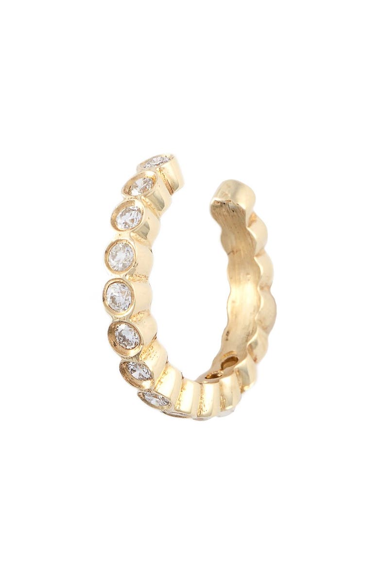 Diamond Bezel Ear Cuff, Main, color, YELLOW GOLD