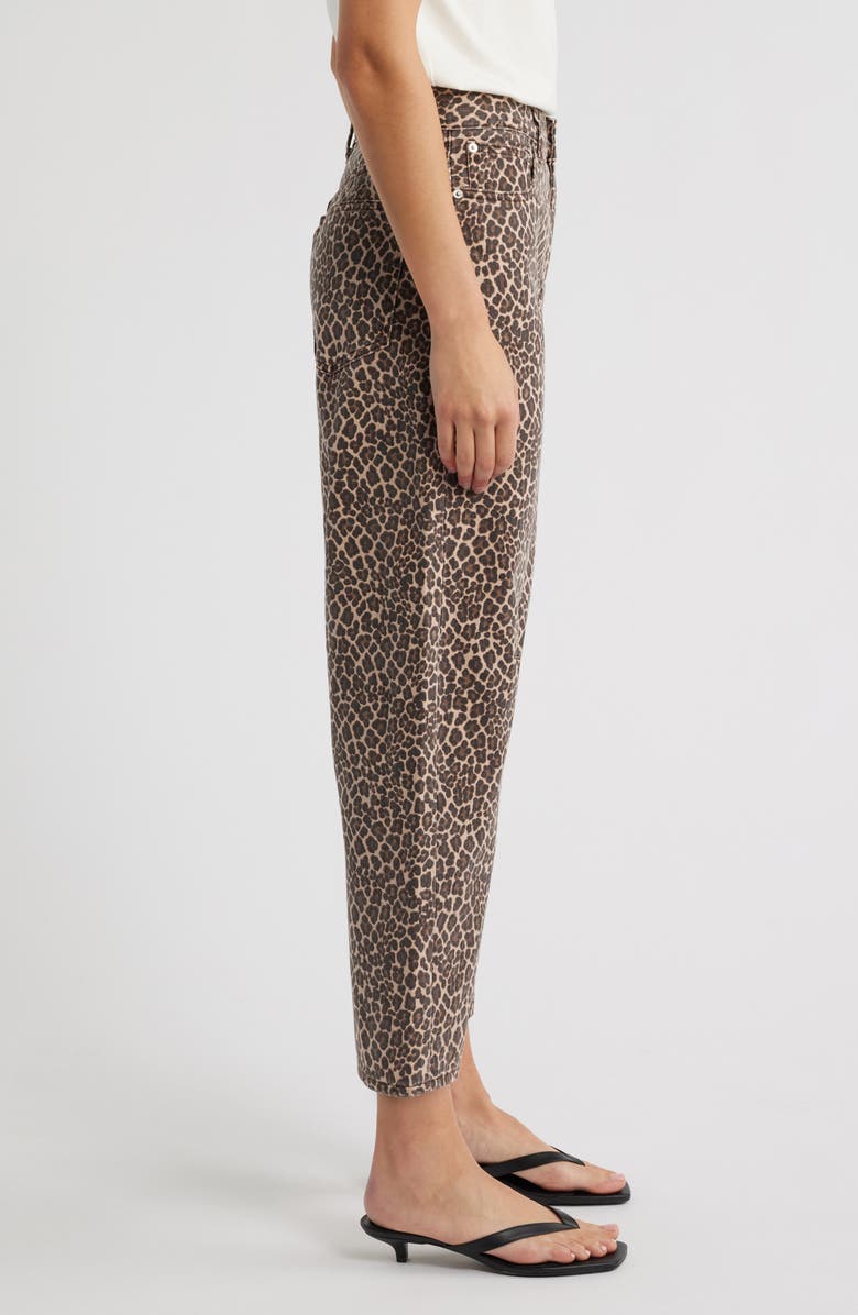 Madewell The Leopard Darted Barrel Leg Jeans, Alternate, color, Dark Mocha