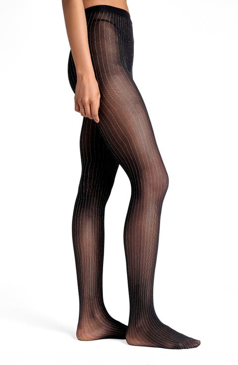Metallic Stripe Semi Opaque Tights