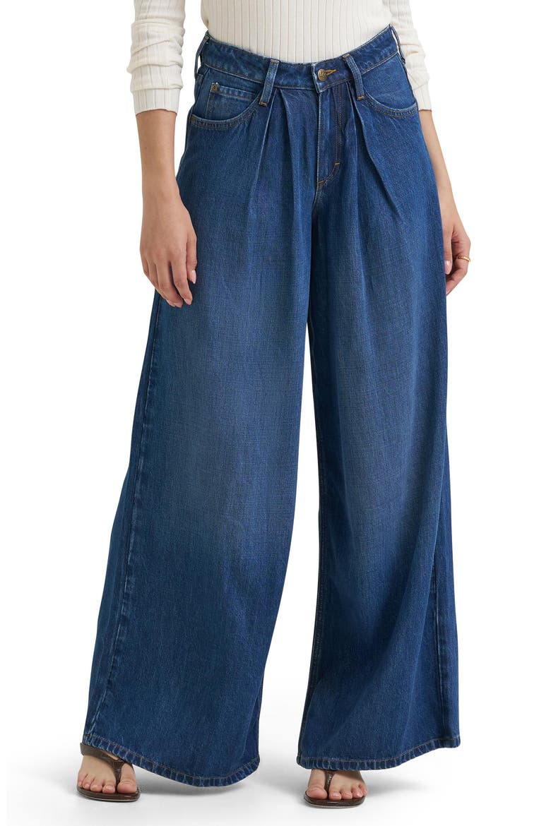 Pleated Slouchy Wide Leg Jeans, Alternate, color, FRESH BLANKET