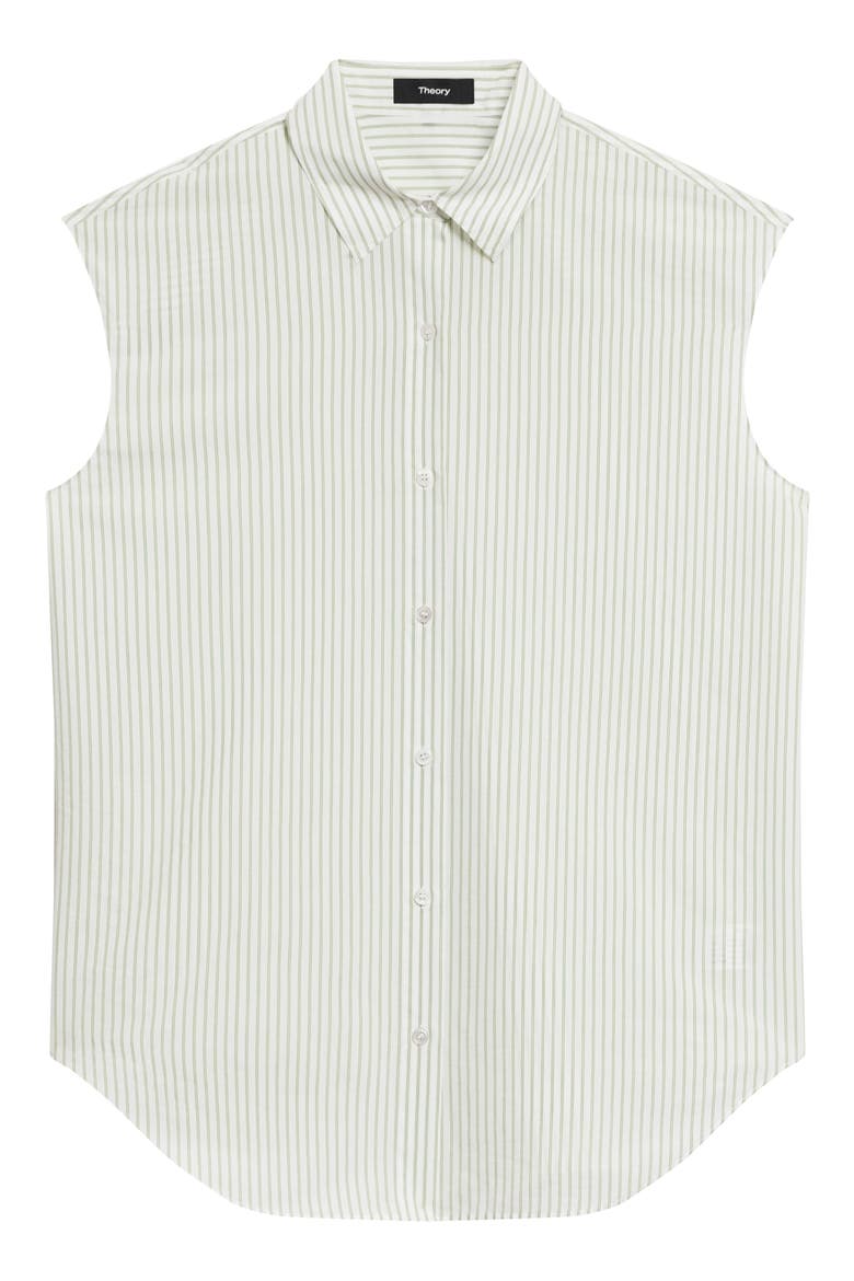 Stripe Cap Sleeve Button-Up Shirt, Alternate, color, GREEN MULTI