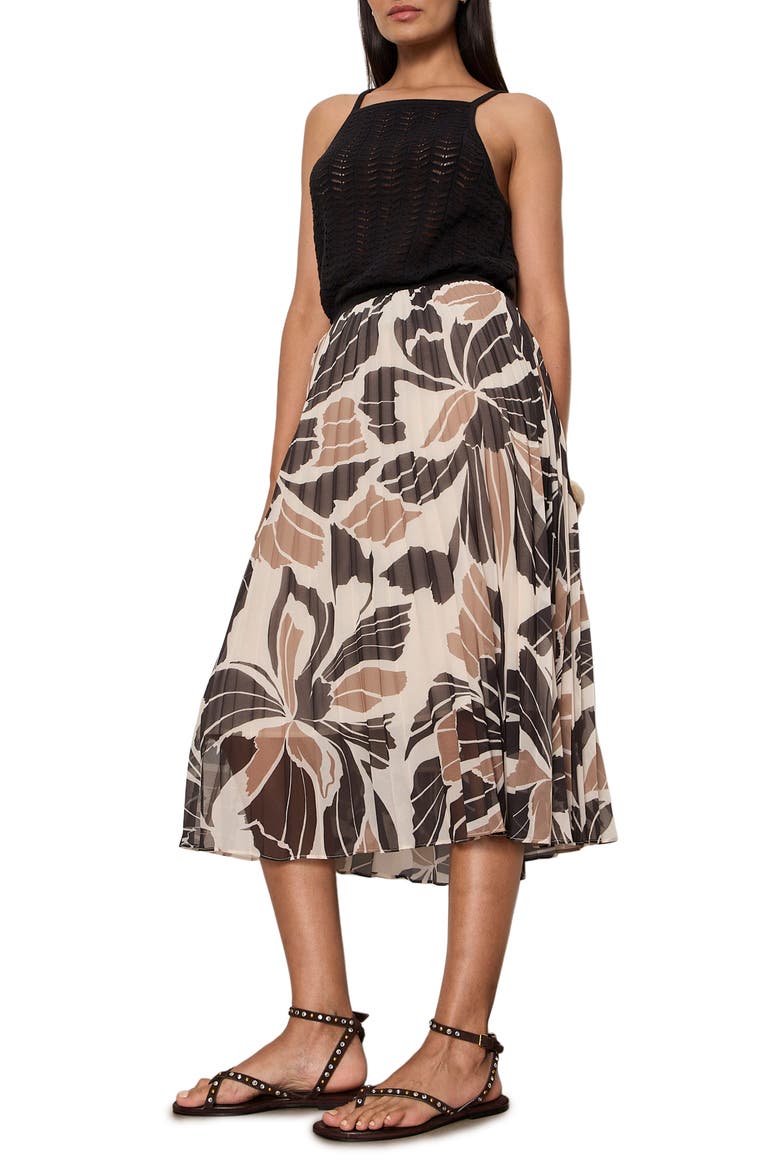 Nostalgia Pleated Midi Skirt, Alternate, color, LOTUS BLACK