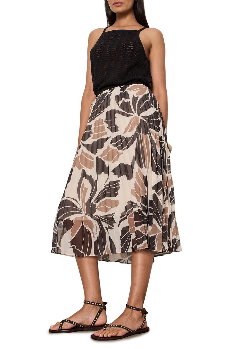 Sanctuary Nostalgia Pleated Midi Skirt, Alternate, color, Lotus Black