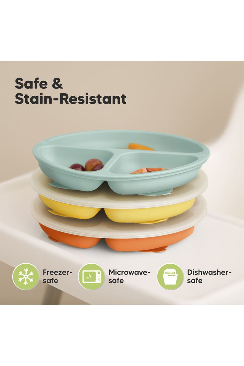 3-Pack Prep Silicone Suction Plates with Lids, Alternate, color, Amaze