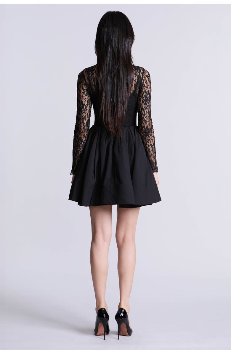 BCBGMAXAZRIA Stretch Lace Bubble Dress, Alternate, color, Black