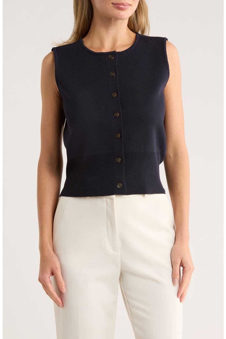 Julianna Button Front Sweater Vest, Main, color, NAVY BLAZER