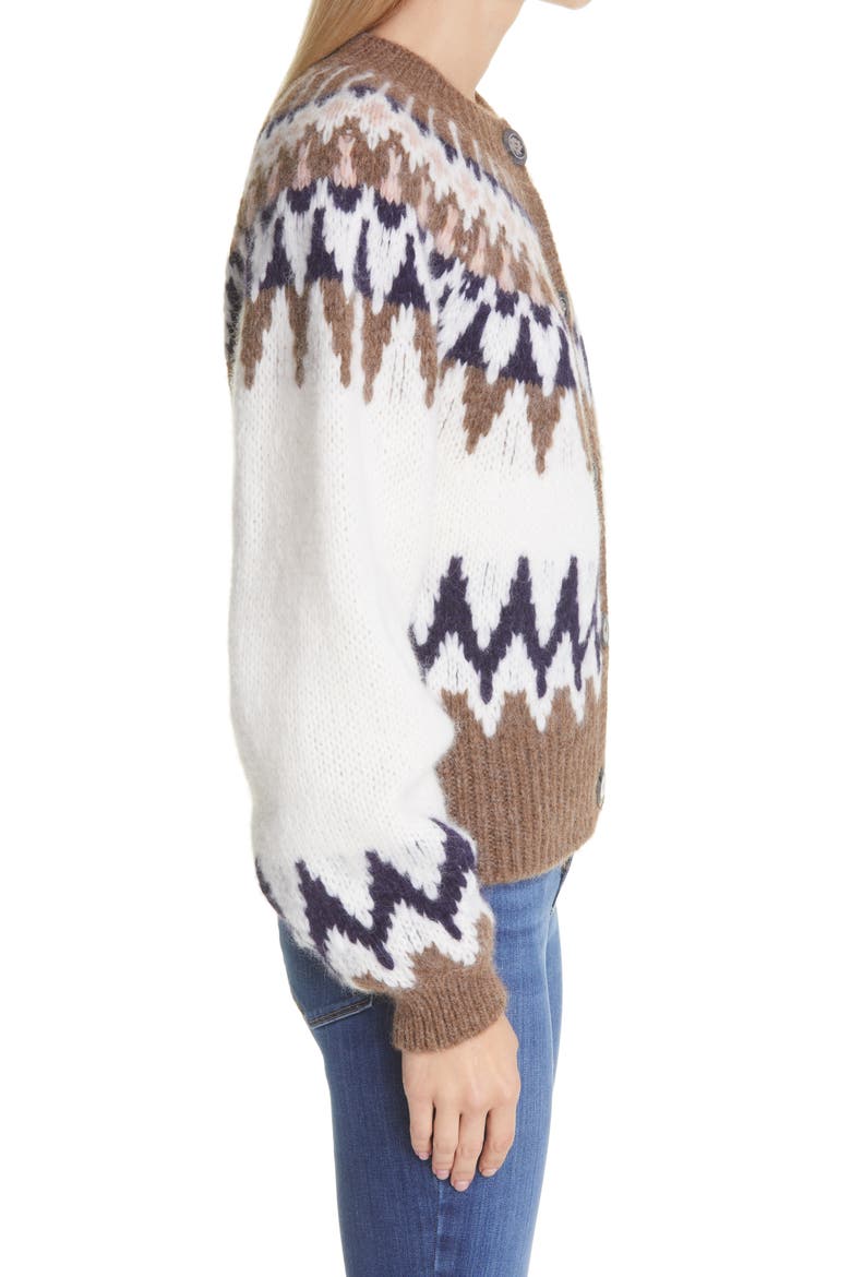 Fair Isle Alpaca Blend Cardigan, Alternate, color, OFF WHITE MULTI