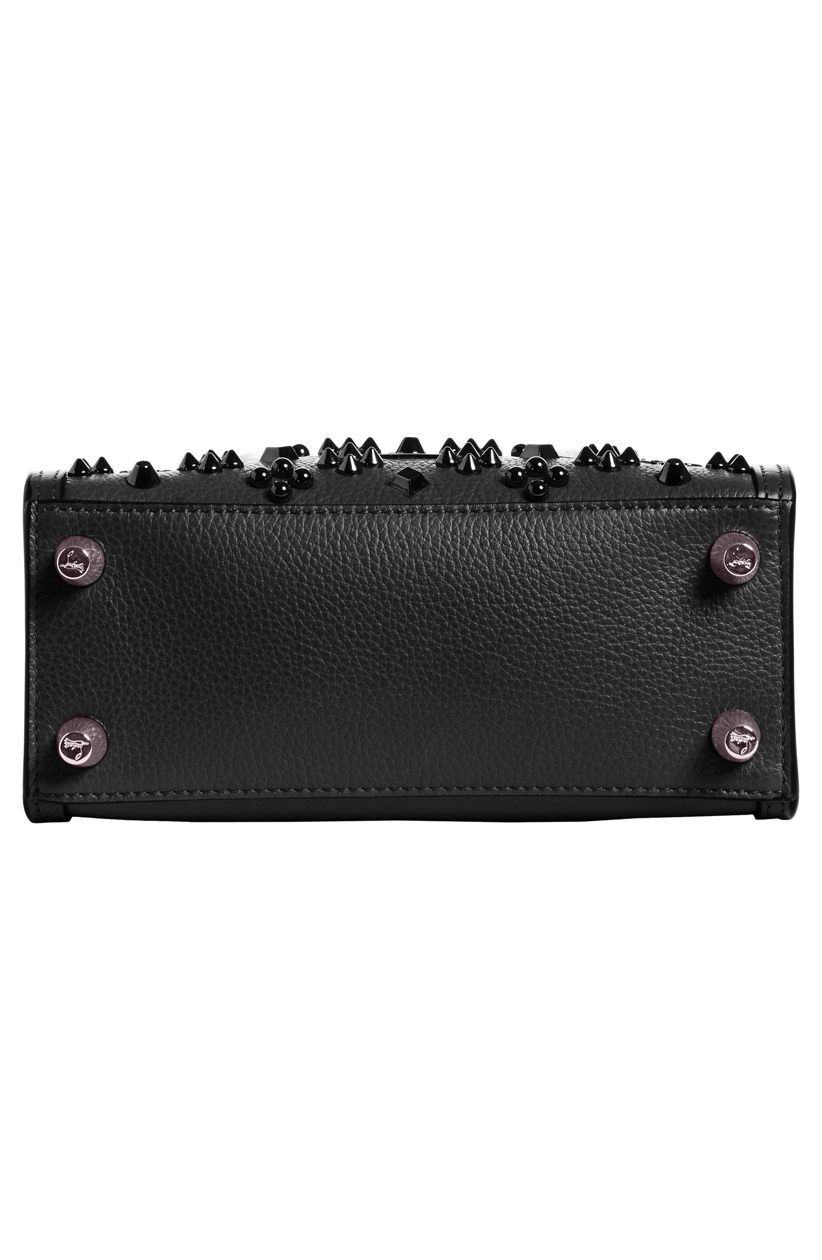 Christian Louboutin Mini Paloma Studded Calfskin Satchel, Alternate, color, Black/ Black/ Ultrablack