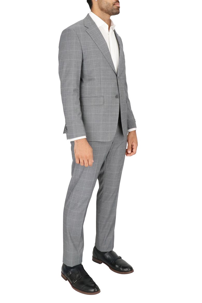 Regular Fit Grey Plaid Suit, Alternate, color, GREY PLAID