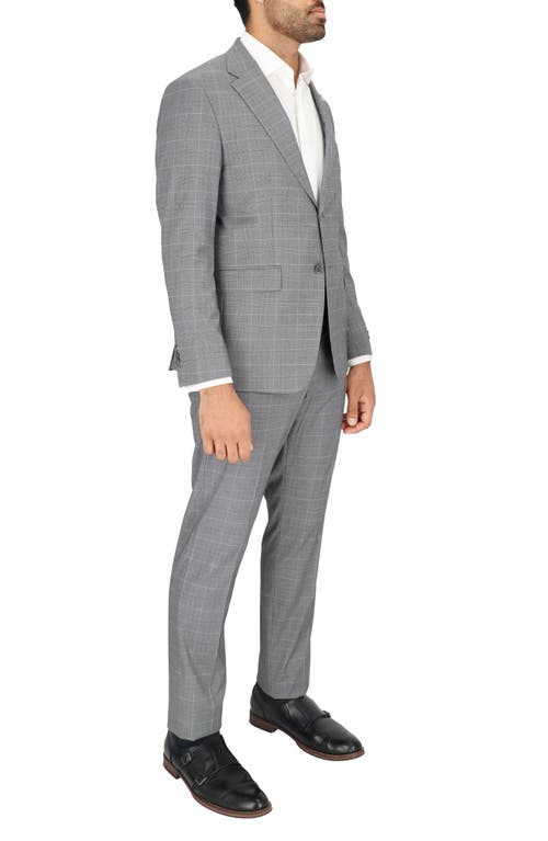 Scotch & Soda Regular Fit Grey Plaid Wool Suit In Grey Plaid