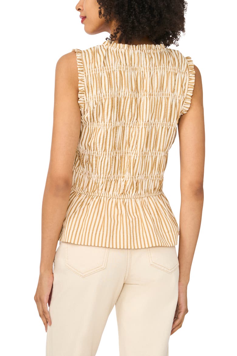 Sleeveless Ruffle Gathered Top, Alternate, color, SOFT GOLD STRIPE