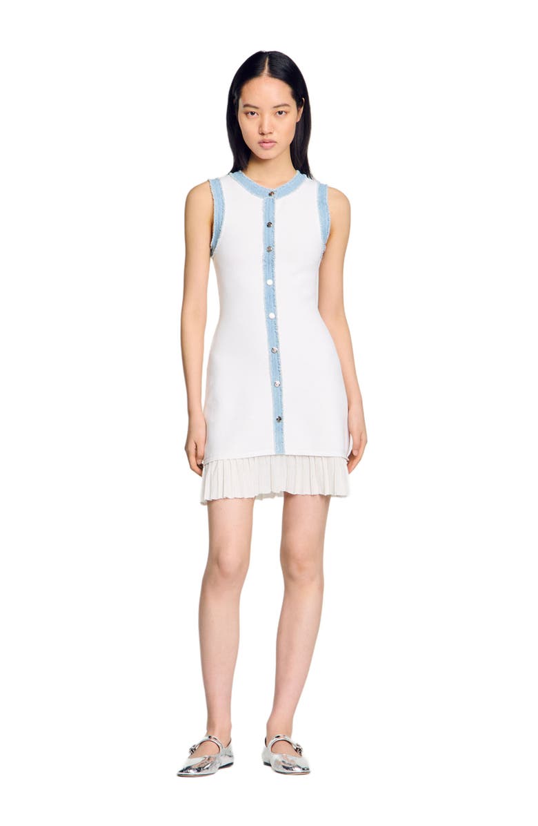 SANDRO Mini knit dress with ruffles, Alternate, color, 