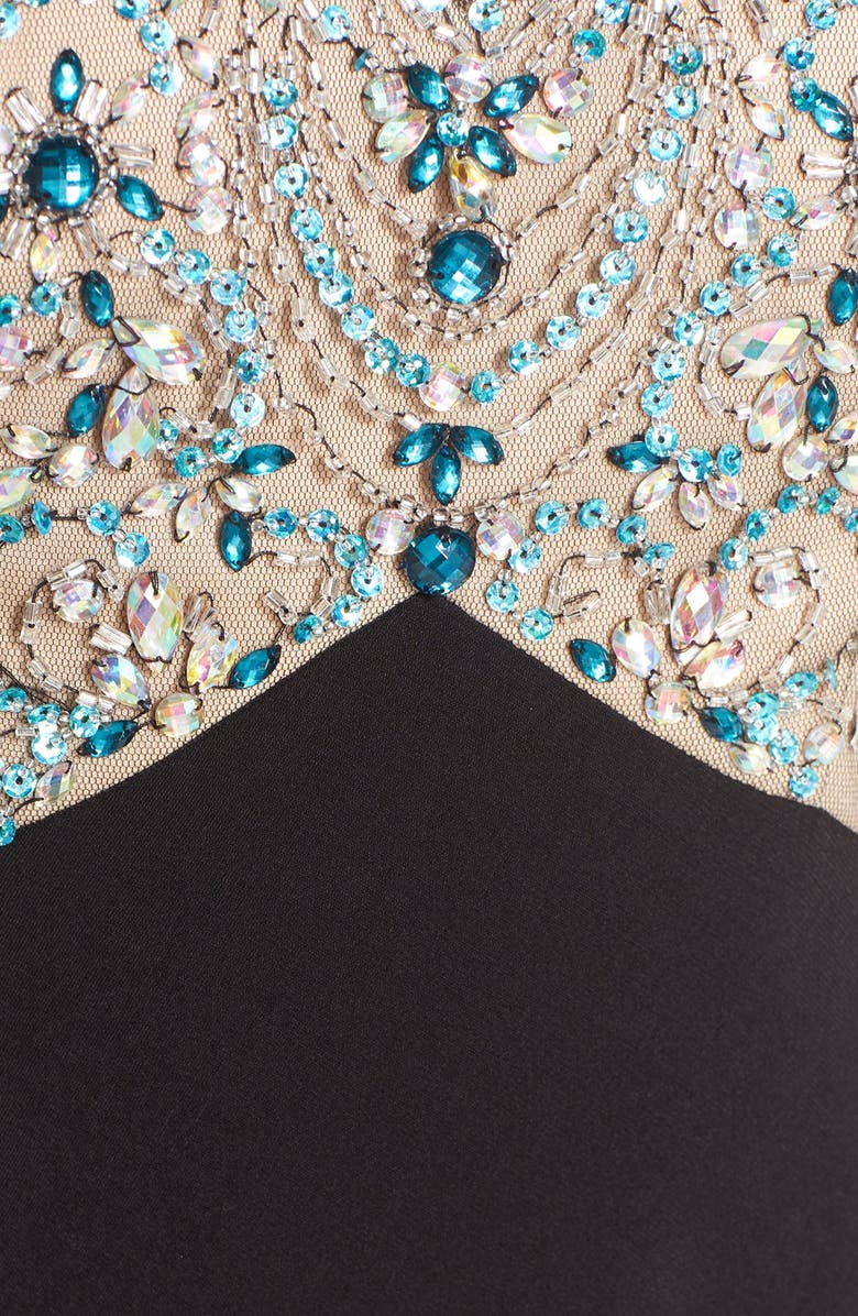 Sean Collection Embellished Mesh & Jersey Gown, Alternate, color, 