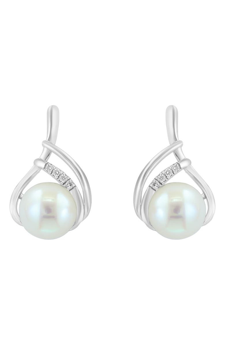 EFFY Freshwater Pearl & Diamond Stud Earrings - 0.04ct., Alternate, color, White