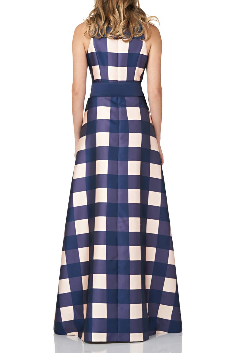 Jacqueline Gingham Belted A-Line Gown, Alternate, color, MIDNIGHT/ BLUSH GINGHAM