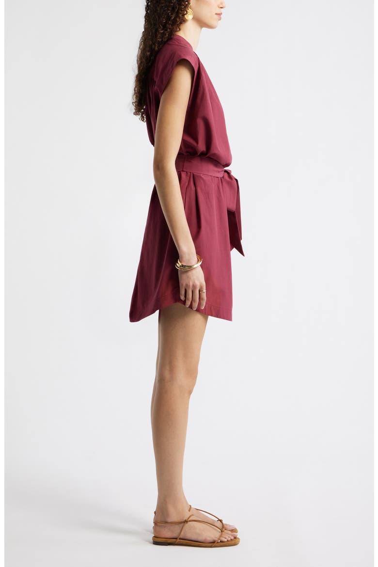 Sleeveless Belted Minidress, Alternate, color, BURGUNDY RHODE