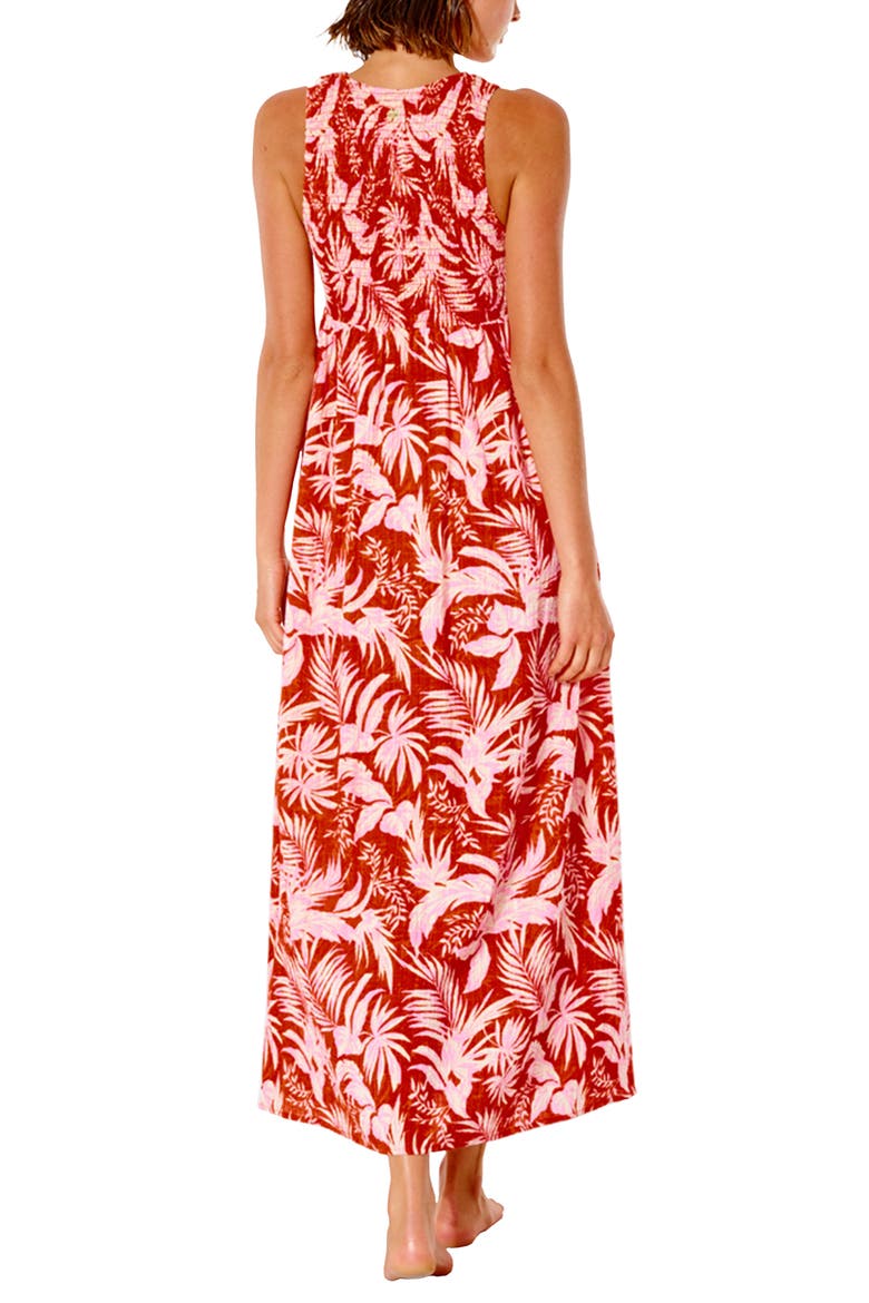 Sun Rays Print Maxi Dress, Alternate, color, RED