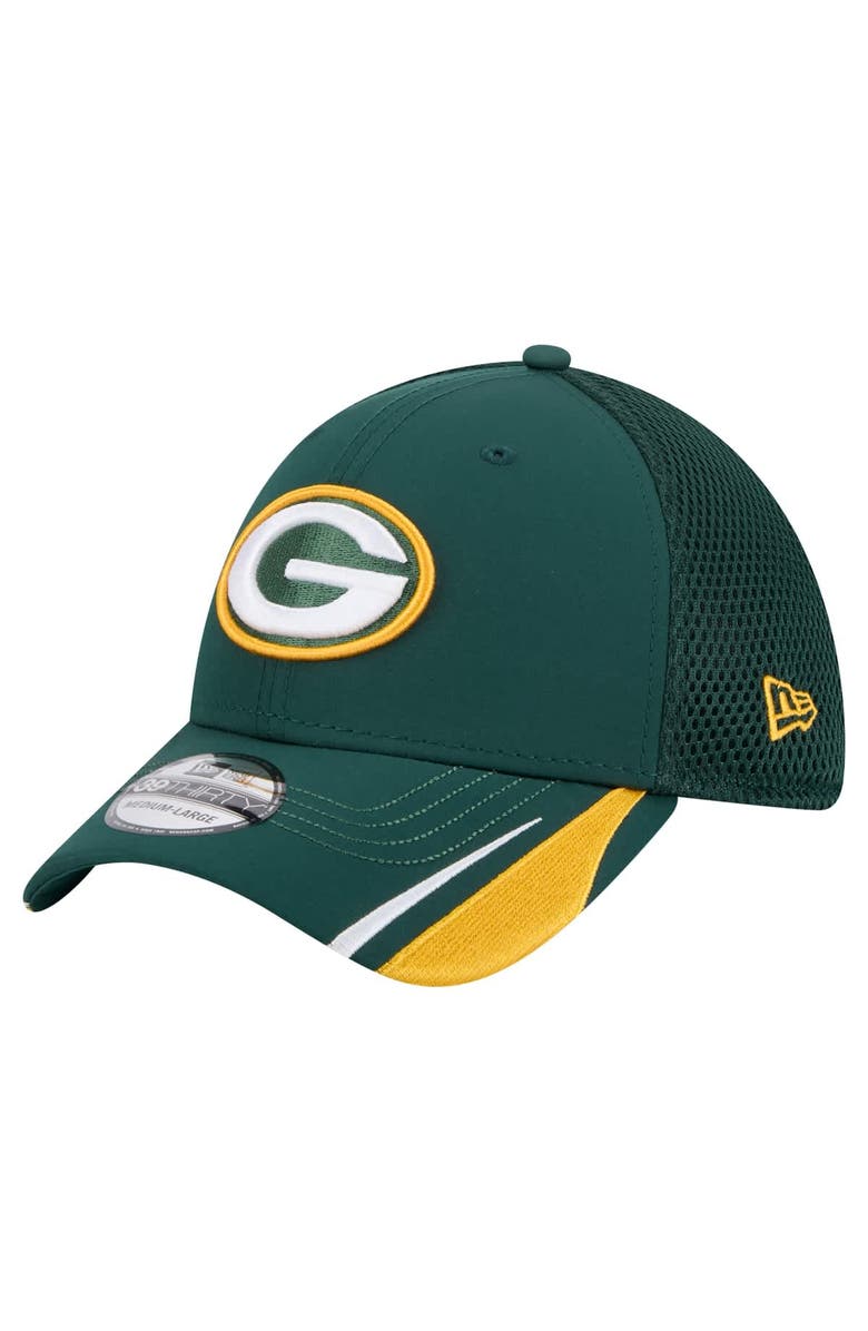New Era Men's New Era  Green Green Bay Packers Game Day Linear 39THIRTY Flex Hat, Main, color, 