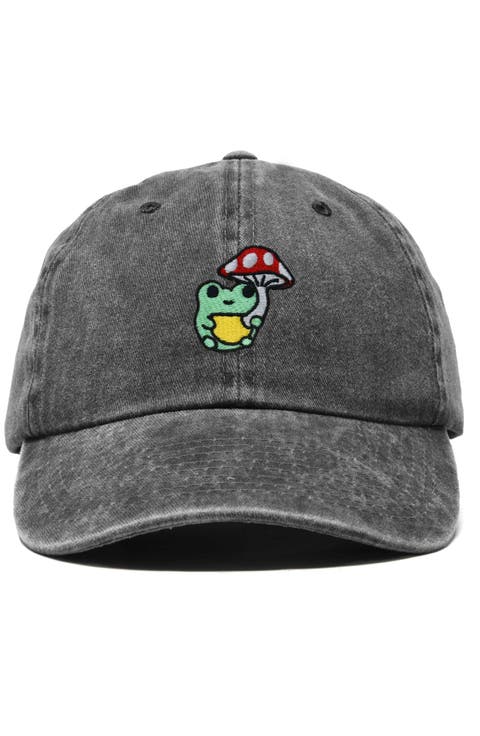Mushroom Frog Embroidered Hat