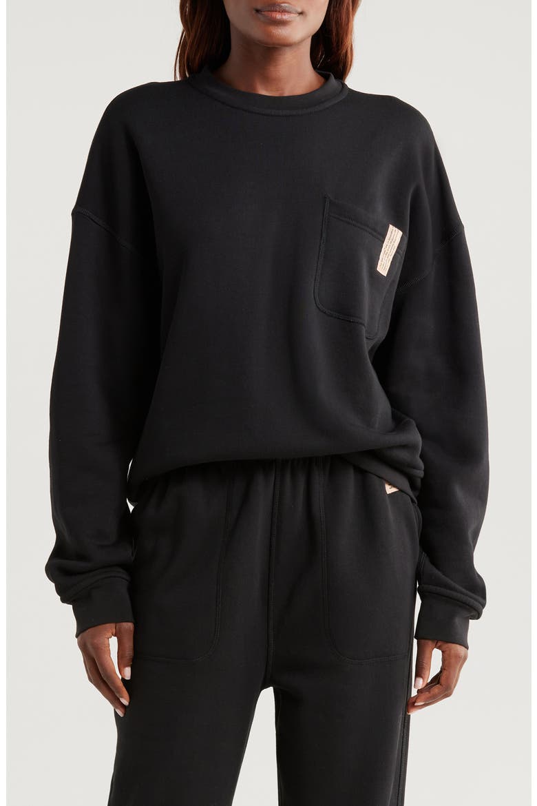 Silksweats™ Oversize Cotton Blend Pajama Sweatshirt, Main, color, IMMERSED BLACK