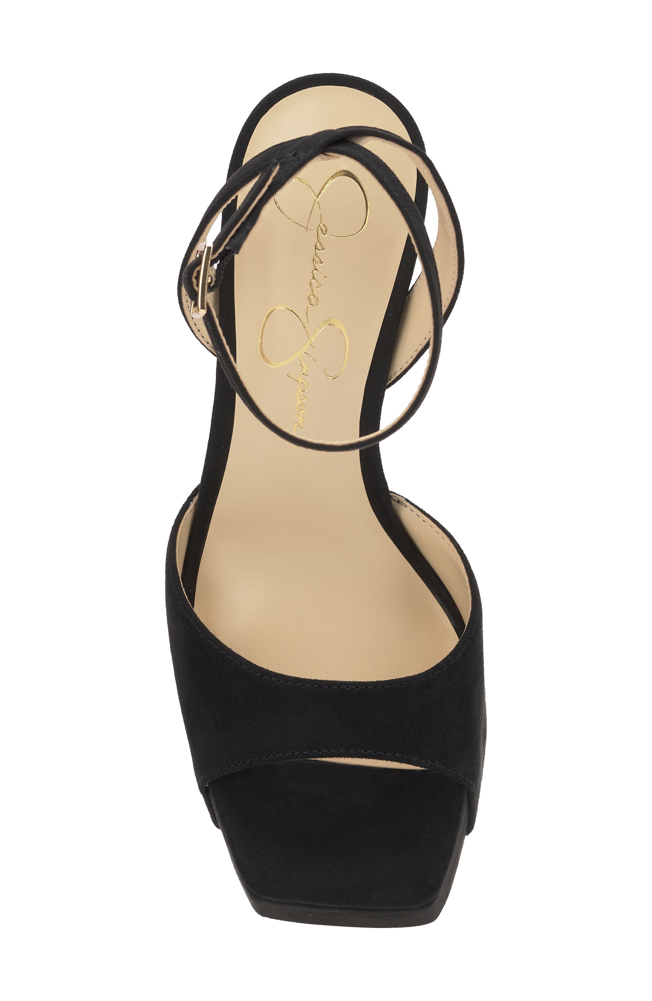 Jessica Simpson Lirio Ankle Strap Platform Sandal, Alternate, color, Black Microsuede