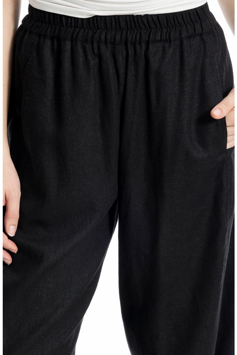 Crop Linen Blend Barrel Leg Pants, Alternate, color, BLACK